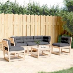 Salon de jardin 5 pcs avec coussins bois de pin massif