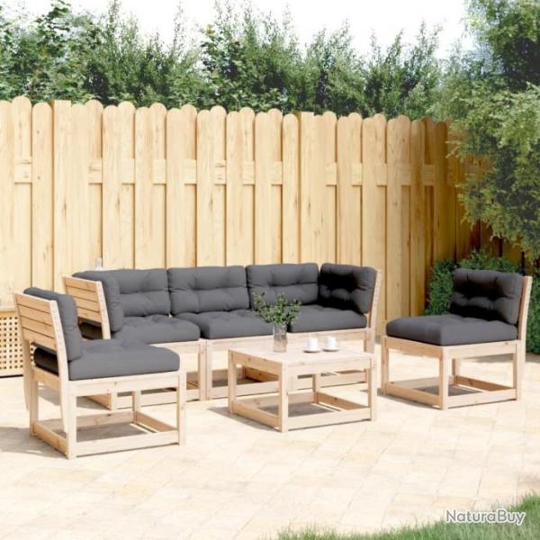 Salon de jardin 5 pcs avec coussins bois de pin massif