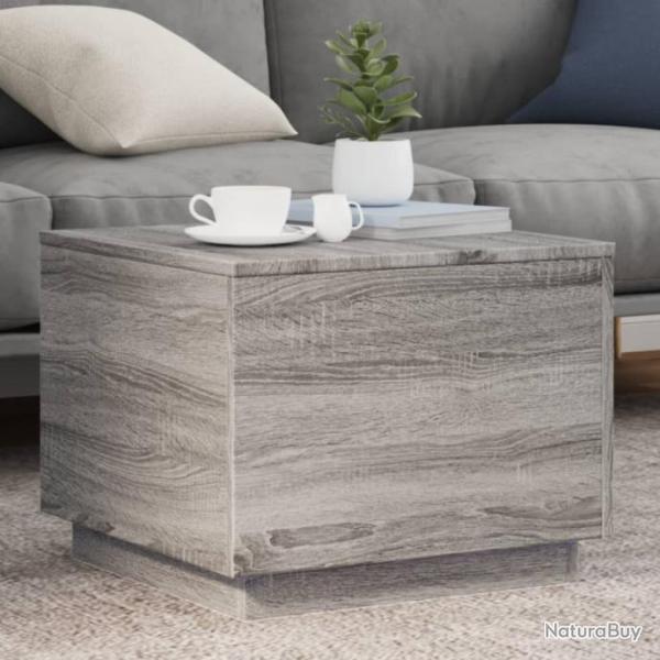 Table basse avec lumires LED sonoma gris 50x50x40 cm