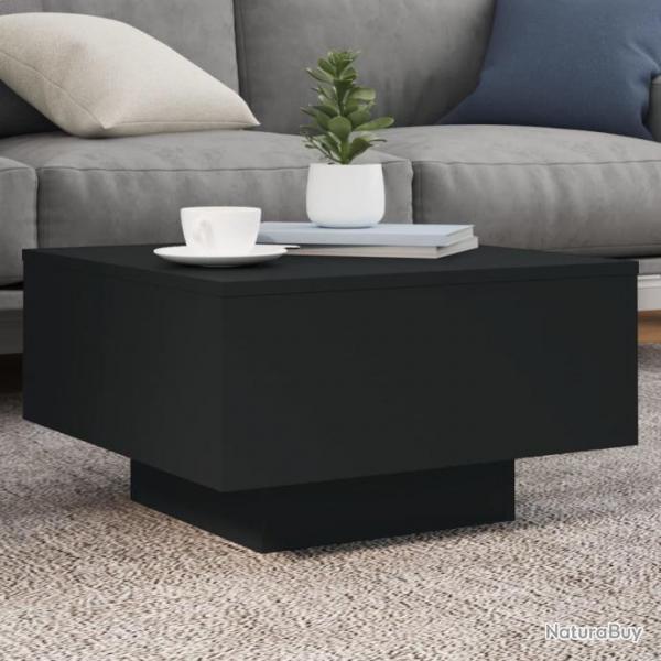 Table basse avec lumires LED noir 55x55x31 cm