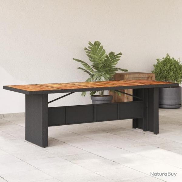 Table de jardin et dessus en bois d'acacia noir rsine tresse