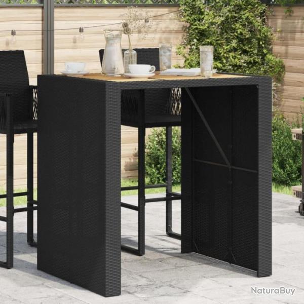 Table de jardin et dessus en bois d'acacia noir rsine tresse