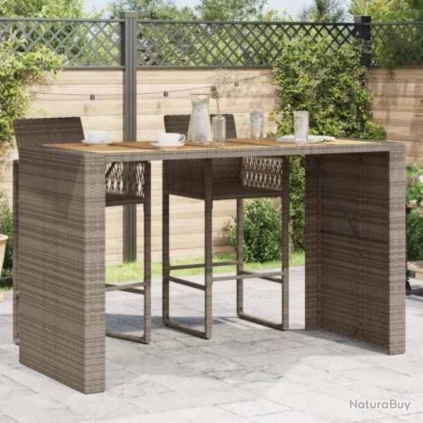 Table de jardin et dessus en bois d'acacia gris rsine tresse