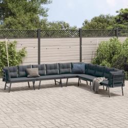 Bancs de jardin avec coussins lot de 4 acier enduit de poudre