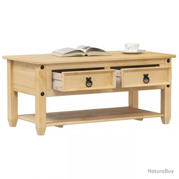 Table basse avec tiroirs Corona 100x48x45 cm bois de pin massif