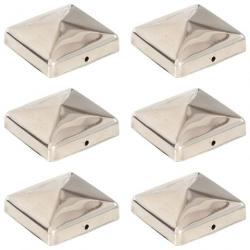 Bouchons de poteau de clôture pyramidaux 6 pcs Inox 71x71 mm