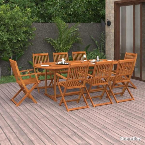 Ensemble  manger de jardin 9 pcs bois d'acacia massif