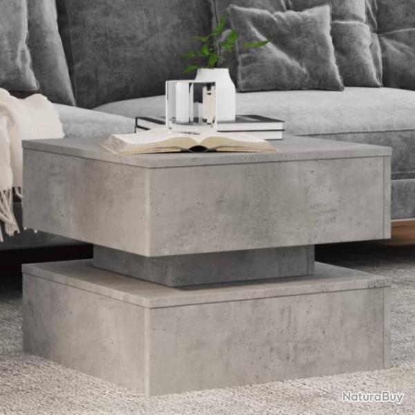 Table basse avec lumires LED gris bton 50x50x40 cm