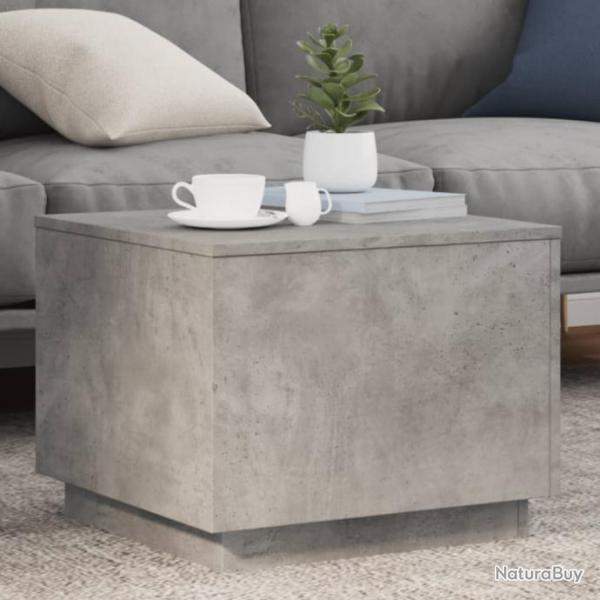 Table basse avec lumires LED gris bton 50x50x40 cm