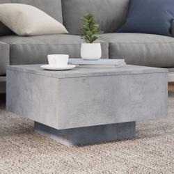 Table basse avec lumières LED gris béton 55x55x31 cm