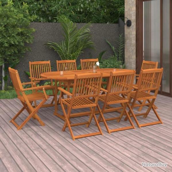 Ensemble  manger de jardin 9 pcs bois d'acacia massif