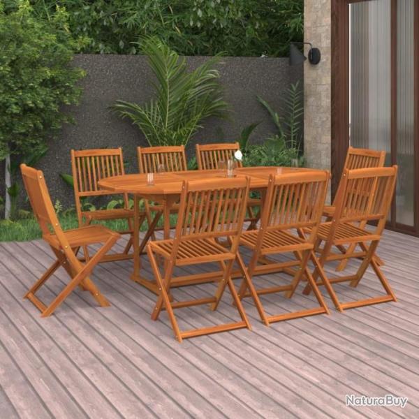 Ensemble  manger de jardin 9 pcs bois d'acacia massif