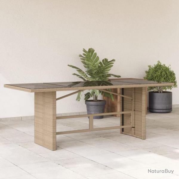 Table de jardin avec dessus en verre beige rsine tresse