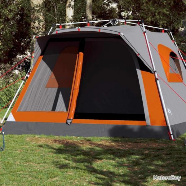 Tente familiale cabine 7personnes gris orange dgagement rapide