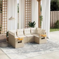 Salon de jardin avec coussins 6 pcs beige résine tressée