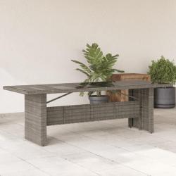 Table de jardin dessus en verre Gris 240x90x75cm Résine tressée