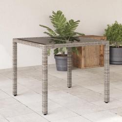 Table de jardin dessus en verre Gris 90x90x75 cm Résine tressée