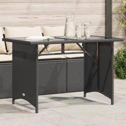 Table de jardin avec dessus en verre noir 110x68x70 poly rotin