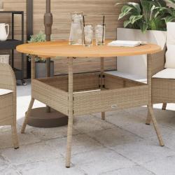 Table de jardin et dessus en bois d'acacia beige résine tressée