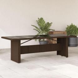 Table de jardin avec dessus en verre marron résine tressée