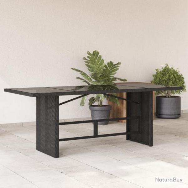 Table de jardin avec dessus en verre noir rsine tresse