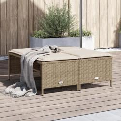 Tabourets de jardin avec coussins lot de 4 beige résine tressée