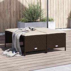 Tabourets de jardin avec coussins lot de 4 marron poly rotin