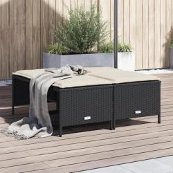 Tabourets de jardin avec coussins lot de 4 noir résine tressée