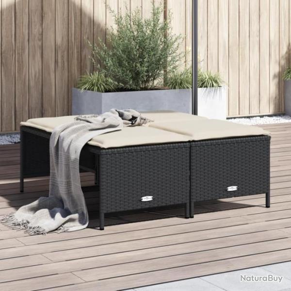 Tabourets de jardin avec coussins lot de 4 noir rsine tresse