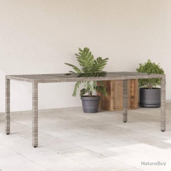 Table de jardin dessus en verre Gris 190x90x75cm Rsine tresse