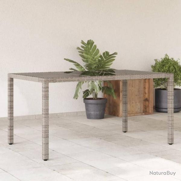 Table de jardin dessus en verre Gris 150x90x75cm Rsine tresse