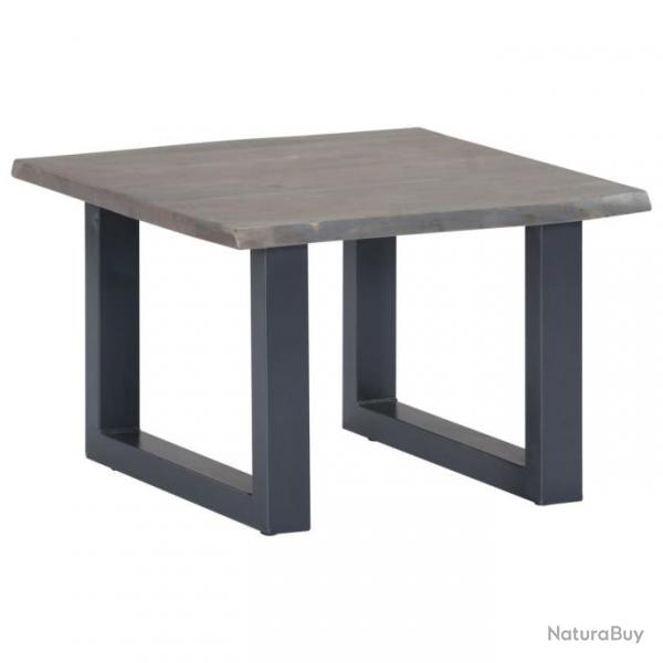 Table basse avec bord naturel Gris 60x60x40 cm Bois d'acacia