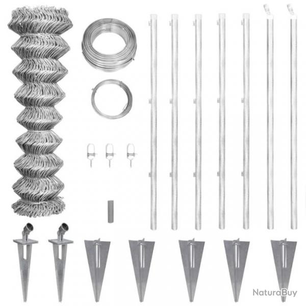 Clture  mailles losanges et poteaux acier galvanis 15x1 m