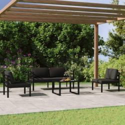 Salon de jardin 5 pcs avec coussins Aluminium Anthracite