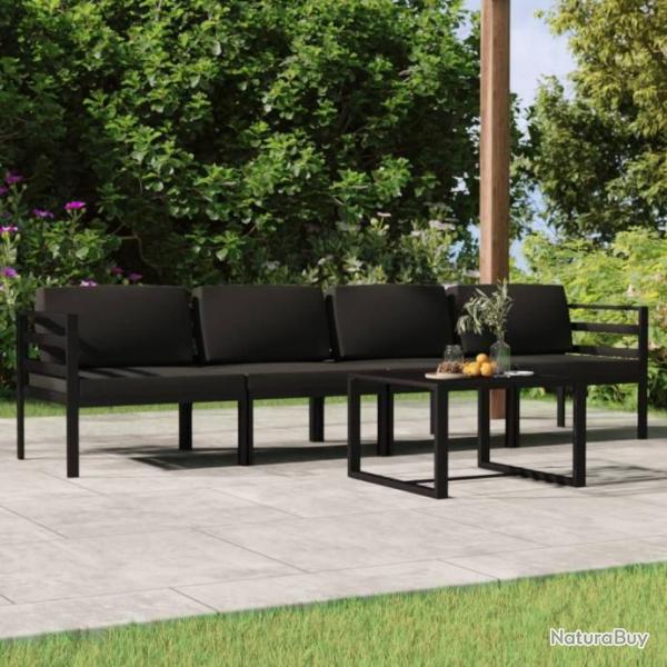 Salon de jardin 5 pcs avec coussins Aluminium Anthracite