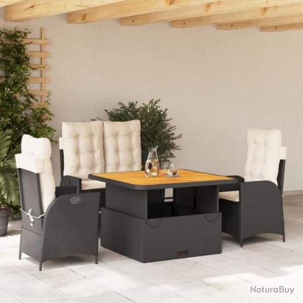 Ensemble  manger de jardin 4 pcs avec coussins noir