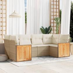 Salon de jardin avec coussins 6 pcs beige résine tressée