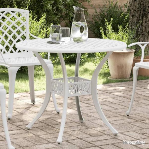 Table de jardin blanc 90x75 cm aluminium coul