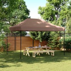 Tente de réception pliable escamotable marron 410x279x315 cm