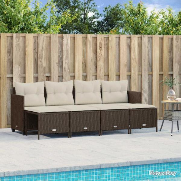 Salon de jardin avec coussins 5 pcs marron rsine tresse