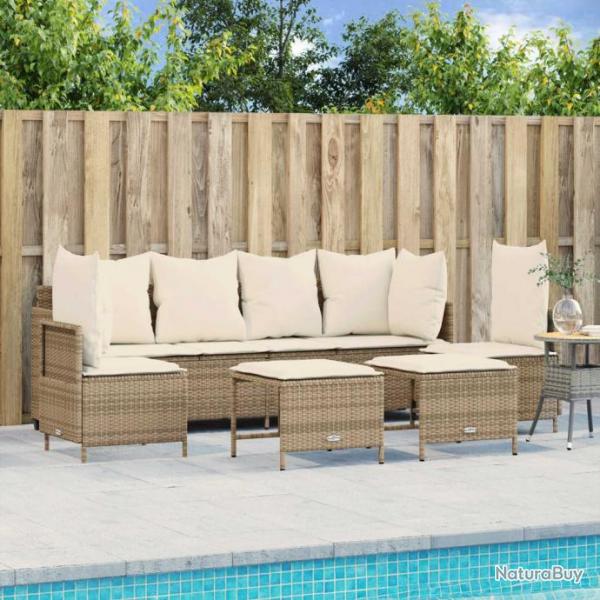 Salon de jardin avec coussins 5 pcs beige rsine tresse