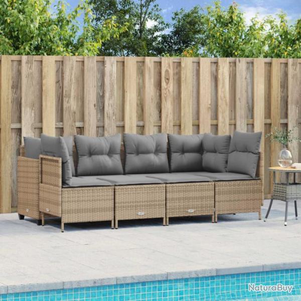 Salon de jardin avec coussins 5 pcs beige rsine tresse