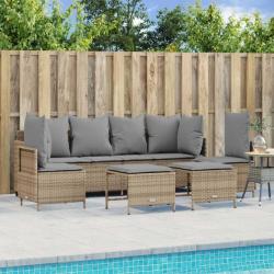 Salon de jardin avec coussins 5 pcs beige résine tressée