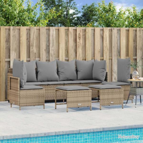 Salon de jardin avec coussins 5 pcs beige rsine tresse