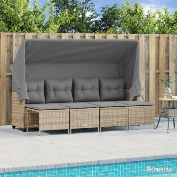 Salon de jardin avec coussins 5 pcs beige rsine tresse