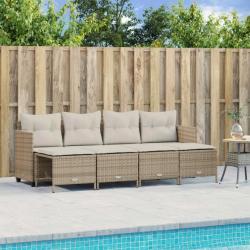 Salon de jardin avec coussins 5 pcs beige résine tressée