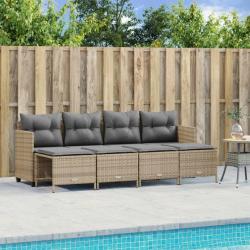 Salon de jardin avec coussins 5 pcs beige résine tressée