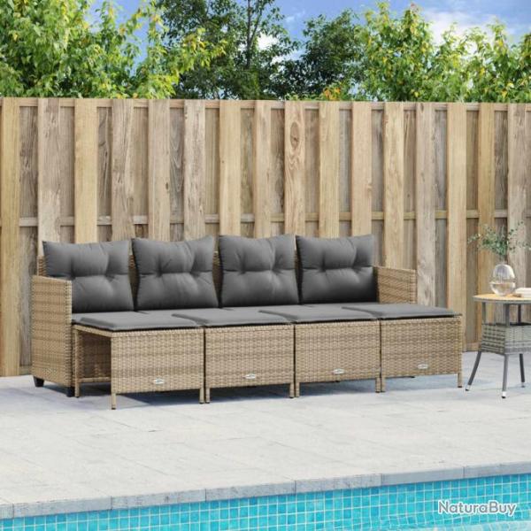 Salon de jardin avec coussins 5 pcs beige rsine tresse