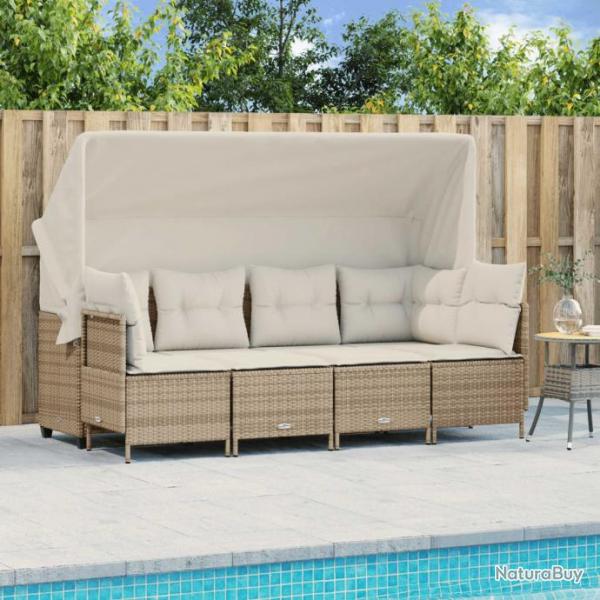 Salon de jardin avec coussins 5 pcs beige rsine tresse