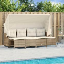 Salon de jardin avec coussins 5 pcs beige résine tressée